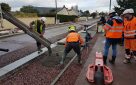 Après validation du béton, on fait tomber le béton de la toupie.
